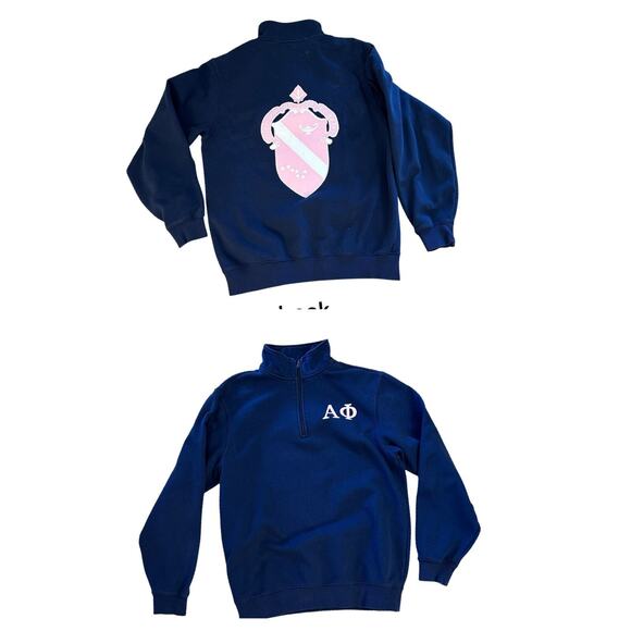 Alpha Phi bundle Navy & Pink zip up sweatshirt, pink t-shirt M - Picture 1 of 5